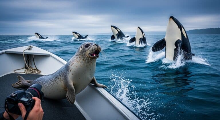Phoque Sauve des Orques sur Bateau
