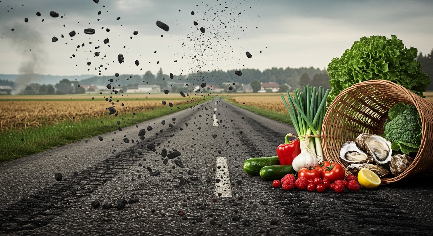 Découvrez comment 80 000 tonnes de poussières de pneus polluent sols, air et aliments comme fruits, légumes, huîtres. Risques sanitaires et solutions expliqués.