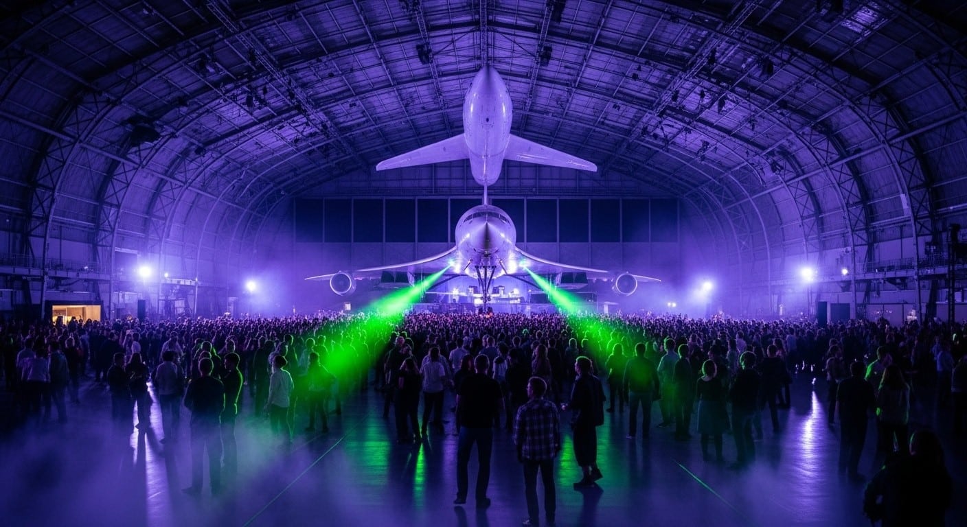 Découvrez la rave party géante du 22 novembre à Aeroscopia Blagnac : 1500 personnes dansent sous les avions mythiques Concorde et A380 avec techno explosive !
