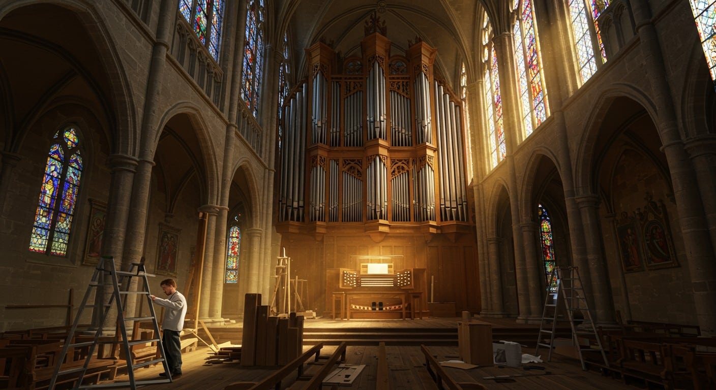 Découvrez la renaissance émouvante du grand orgue de la cathédrale de Reims après sept ans de silence. Essais sonores en cours, inauguration prévue en 2026. Un joyau historique revit !