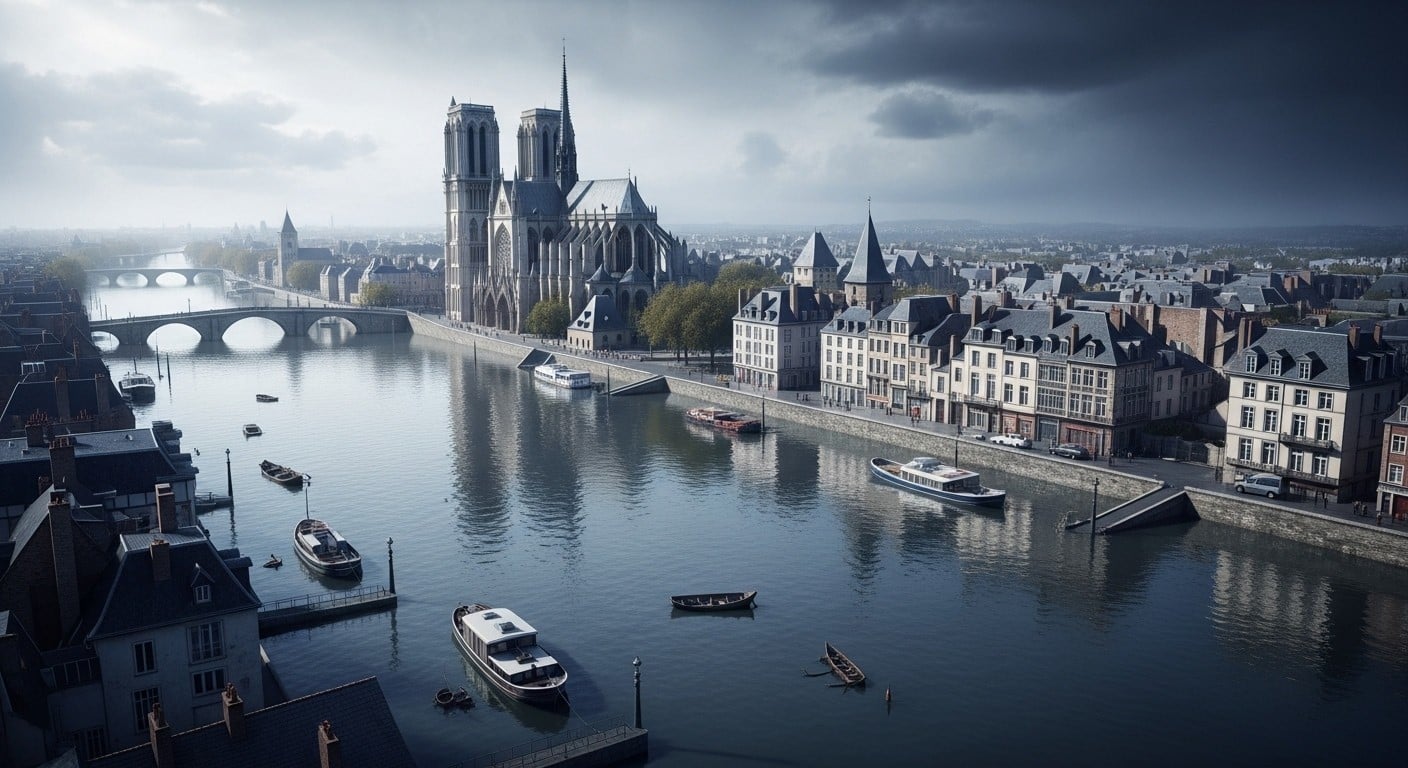 Et si Rouen était inondée en 2100 à cause de la montée des eaux ? Une simulation choc d’un chercheur montre l’impact d’une crue avec +1 mètre. Découvrez ce qui nous attend si rien ne change.