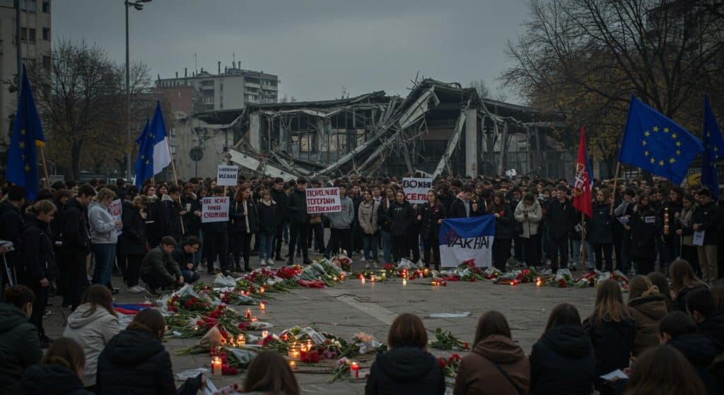 Serbie : Manifestations un An après l’Effondrement de Novi Sad