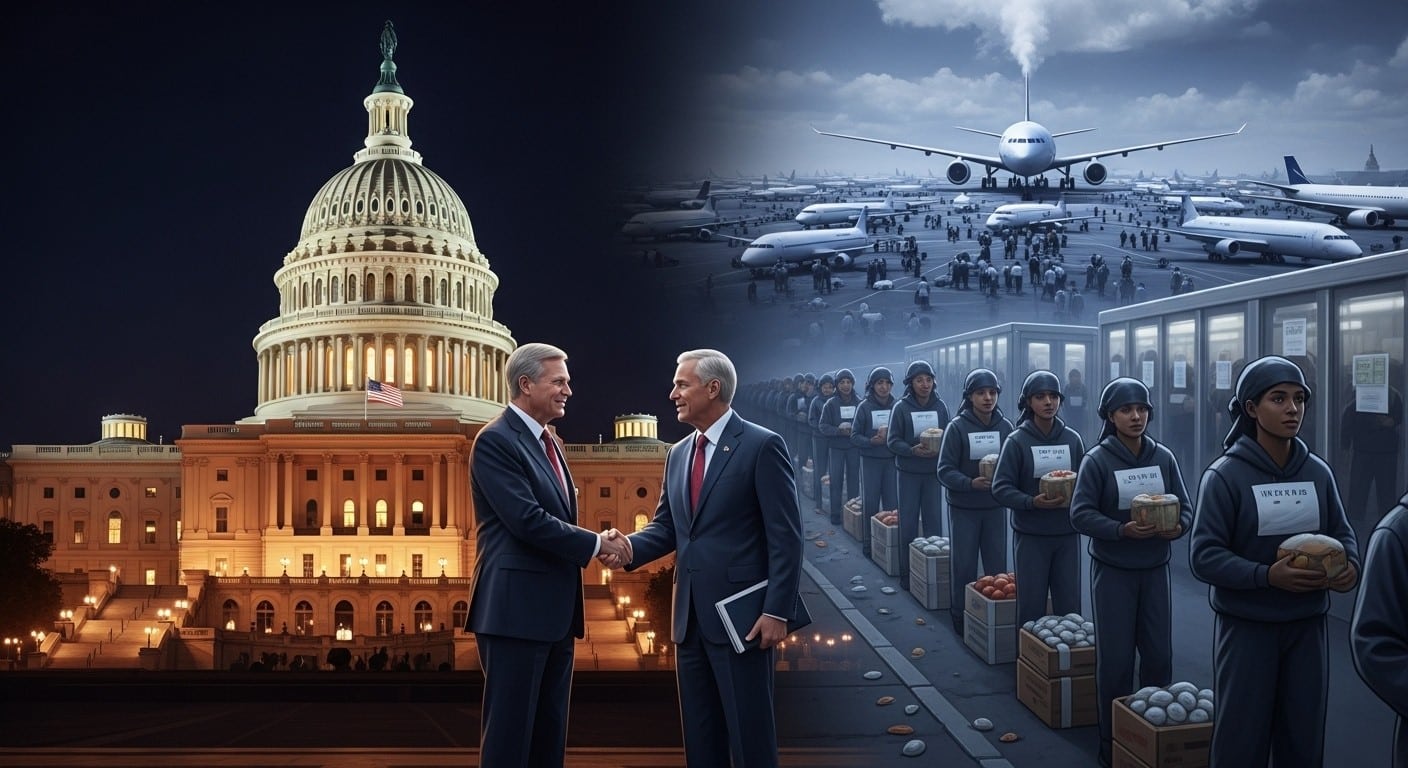 Découvrez l'accord au Sénat US mettant fin au shutdown record de 40 jours. Impacts sur aviation, aide alimentaire et enjeux à la Chambre. Analyse complète.