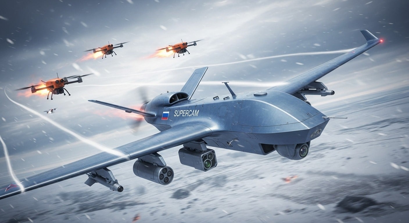 Découvrez le Supercam S180, nouveau drone de reconnaissance russe présenté à Dubaï. Vitesse supersonique, survie face aux FPV… Mythe ou réalité sur le front ukrainien ? Analyse complète.
