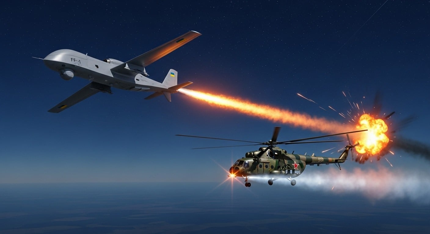 Découvrez comment l'Ukraine vient de changer la donne en abattant un Mi-8 russe à 190 km du front avec un drone longue portée. Une première qui bouleverse la guerre aérienne.