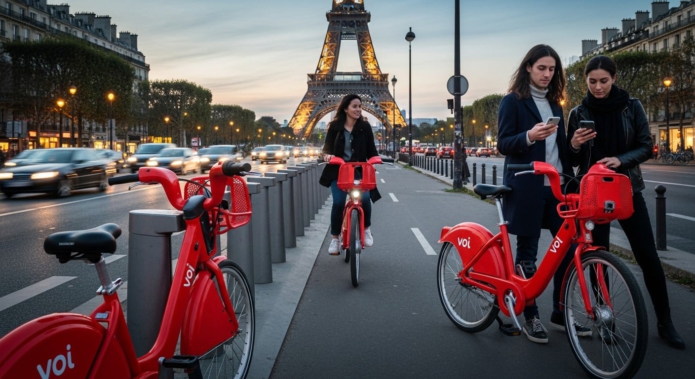 Découvrez comment Voi, nouvel opérateur suédois, s'impose à Paris avec 6000 vélos électriques en libre-service. Records d'usage en un mois face à Lime et Dott !