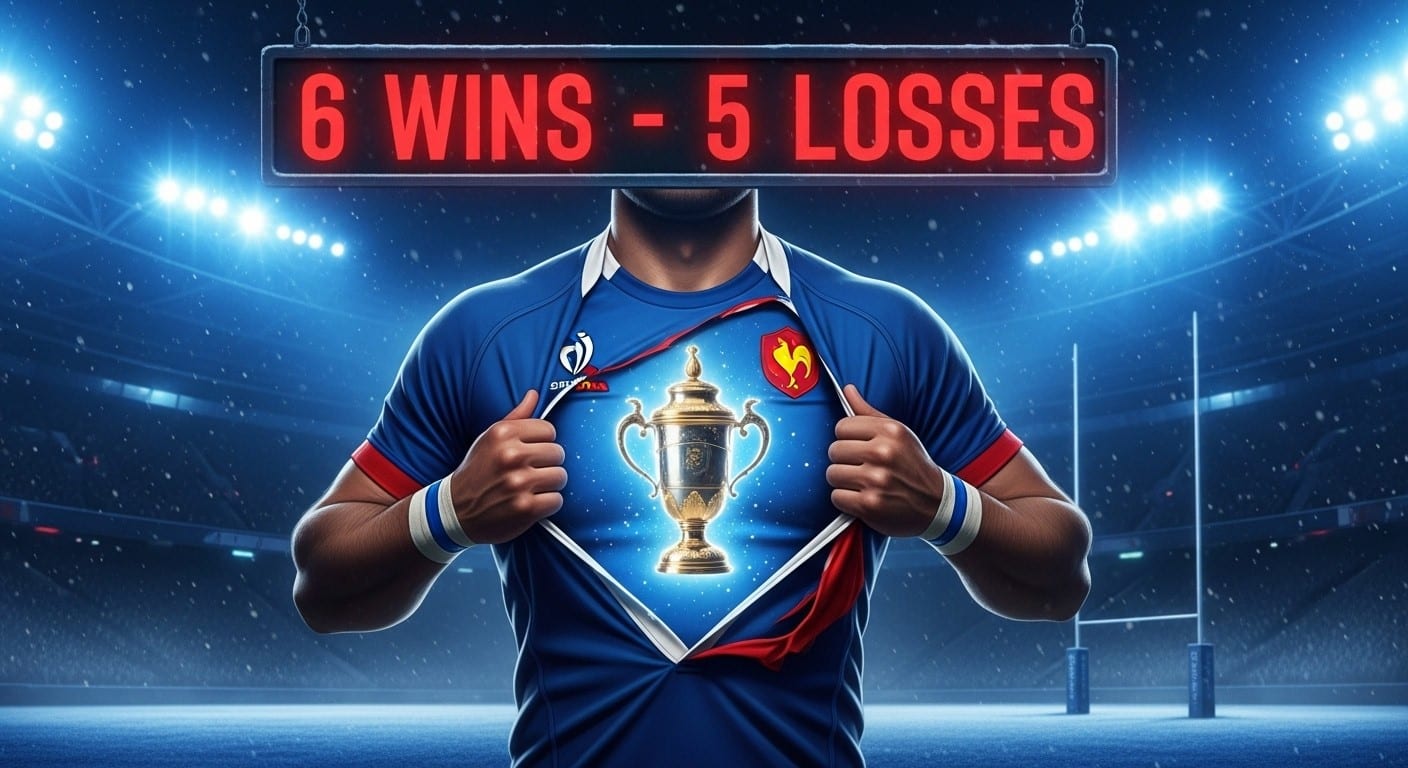 Découvrez le bilan paradoxal du XV de France en 2025 : un titre dans le Six Nations mais le pire ratio victoires-défaites depuis 2020. Défense poreuse, indiscipline… Que se passe-t-il vraiment chez les Bleus ?