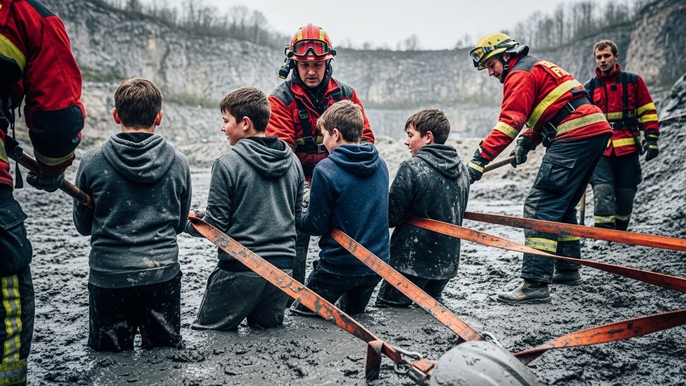 Découvrez comment quatre adolescents de 13 ans ont failli perdre la vie en sautant dans une boue qui s'est révélée être du ciment liquide dans une carrière belge. Un sauvetage spectaculaire !