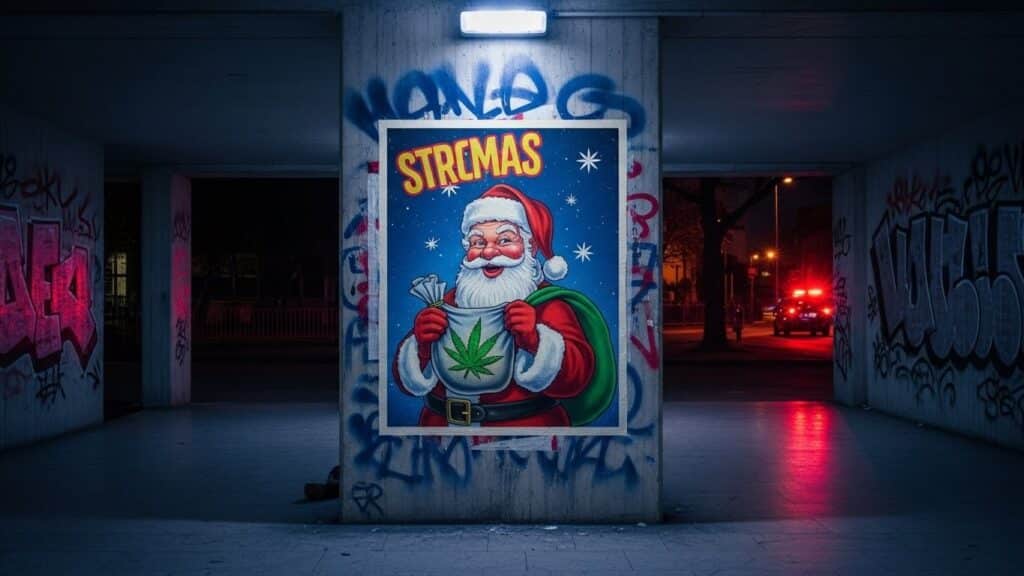 Affiche Noël Dealers Marseille : Beuh et Shit en Cadeau