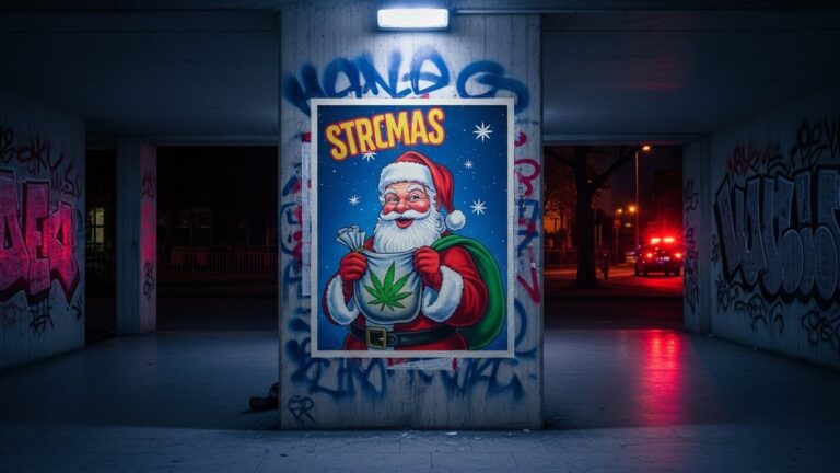 Affiche Noël Dealers Marseille : Beuh et Shit en Cadeau
