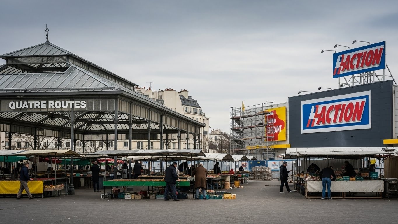 Découvrez comment le marché des Quatre Routes à Asnières change de visage : une nouvelle halle pour les commerçants et l'arrivée du géant discount Action en 2026. Un renouveau inattendu pour ce lieu autrefois problématique.