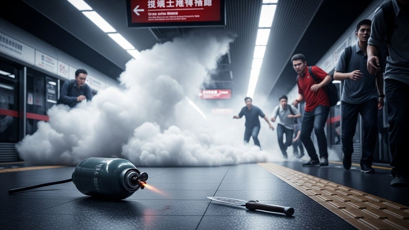 Découvrez les détails choc d'une attaque au couteau dans le métro de Taipei : un homme équipé d'un masque à gaz et gilet pare-balles tue 3 personnes. Mobile inconnu, suspect mort. Analyse complète.