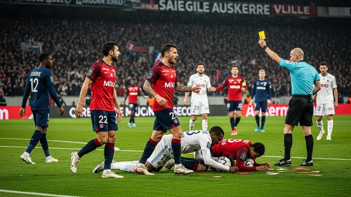 Découvrez le résumé du match complètement dingue entre Auxerre et Lille (3-4) : 7 buts, 4 expulsions, retournements incroyables. Comment ce succès relance les Lillois avant la trêve ?