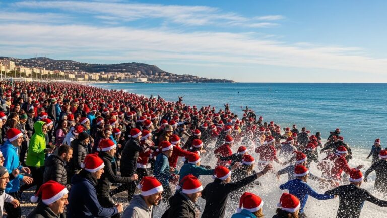 Bain de Noël à Nice : Plus de 400 Courageux Défient le Froid