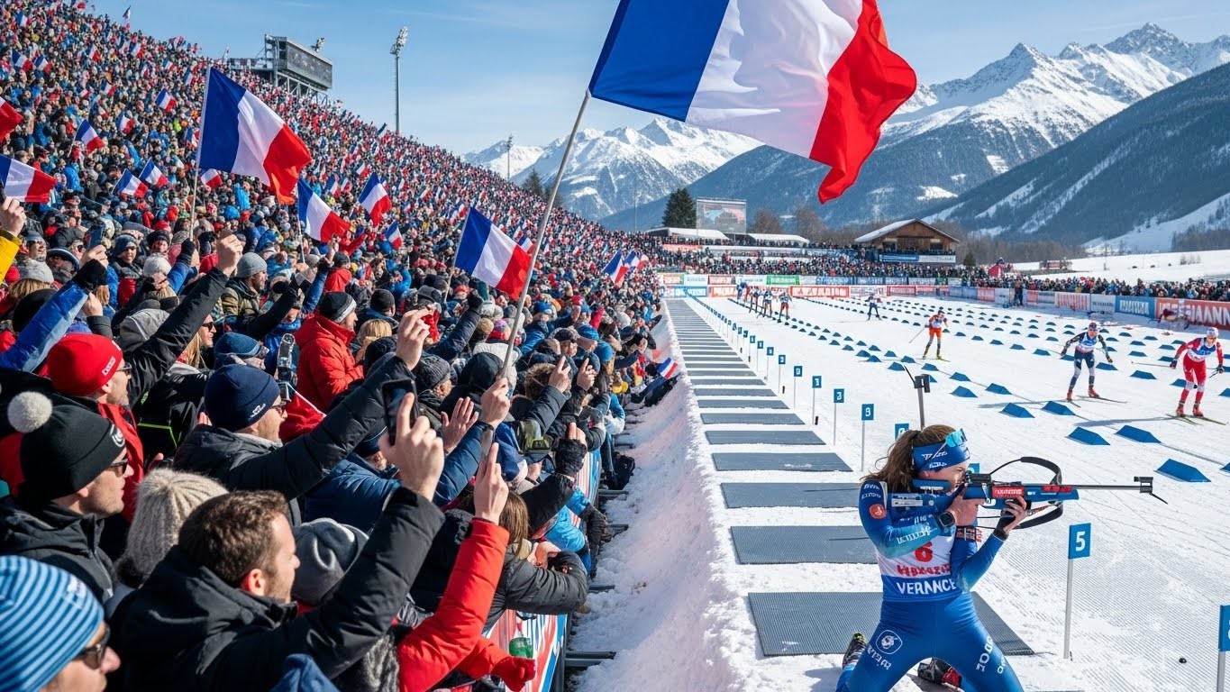 Découvrez l'atmosphère électrique du biathlon au Grand-Bornand, avec des milliers de spectateurs en délire. Record d'affluence en vue pour cette étape de Coupe du monde ! Plongez dans cette passion française.