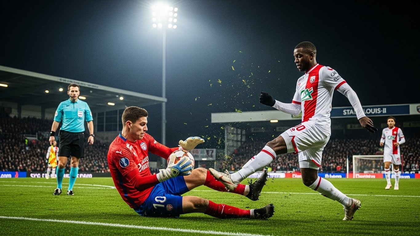 Découvrez pourquoi l’arbitre a épargné l’expulsion à Lamine Camara malgré un tacle terrifiant sur Lucas Chevalier lors de Monaco-PSG. Une décision qui fait encore polémique !