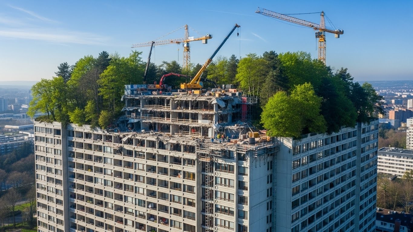 Découvrez comment l’ancienne tour EDF de Cergy, haute de 85 mètres, va être transformée en réduisant 4 étages pour accueillir une forêt urbaine. Une prouesse technique qui redonne vie à un emblème des années 70.