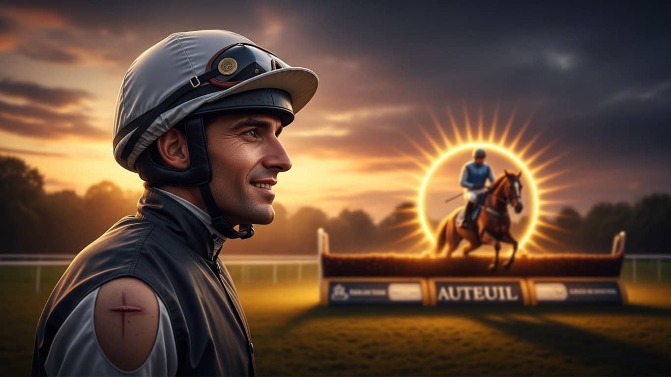 Découvrez comment Clément Lefebvre, Cravache d’or en titre, a surmonté blessures et doutes pour triompher au Grand Steeple-Chase de Paris et viser le podium 2025.