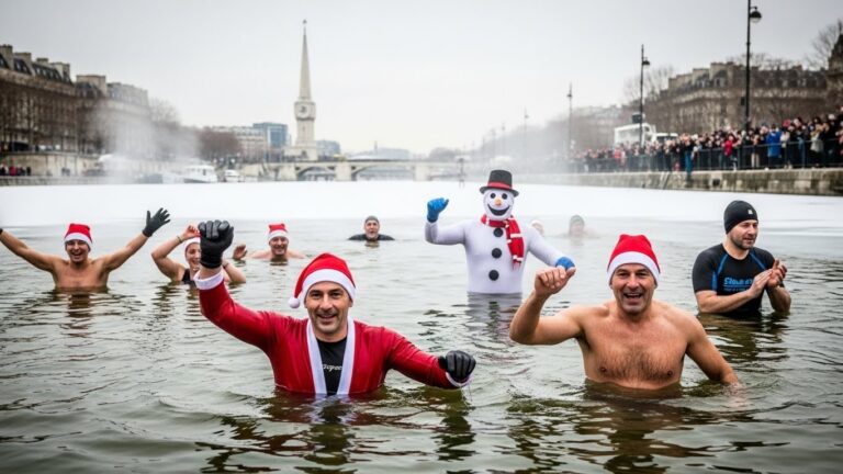 Coupe de Noël à Paris : 200 Nageurs Défient l&rsquo;Eau Glacée