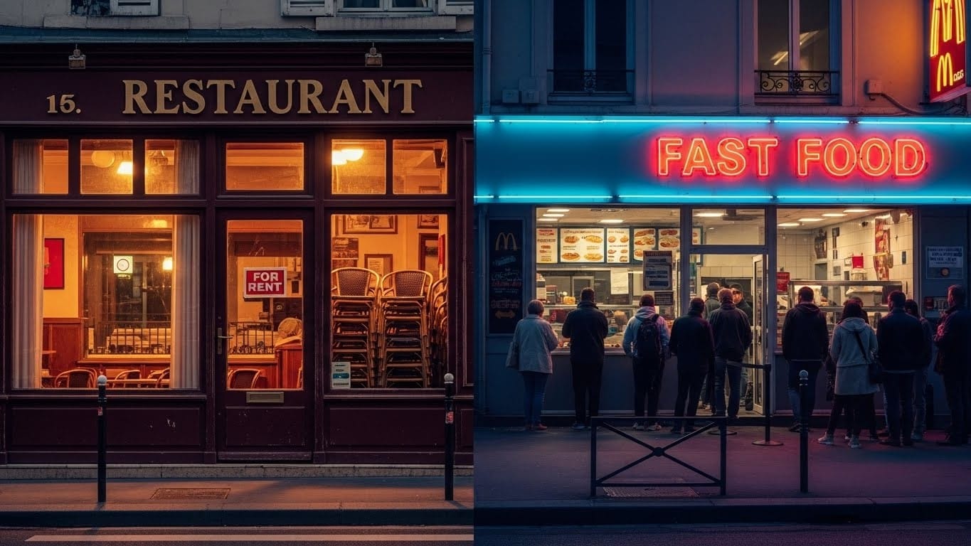 Découvrez pourquoi les restaurants traditionnels ferment en masse en France en 2025 face à l'explosion des fast-foods. Analyse des chiffres, causes profondes et impacts locaux sur votre ville.