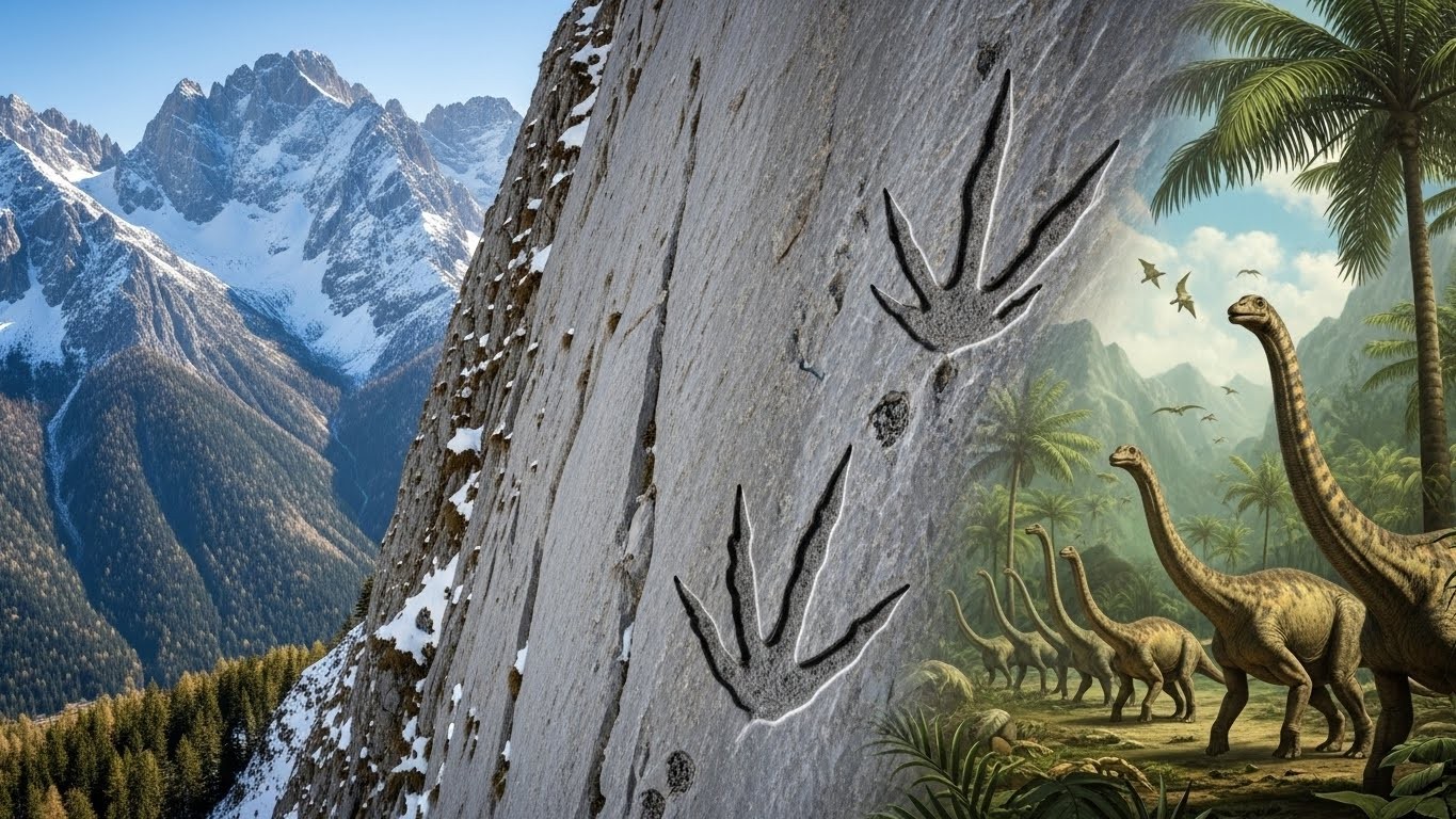 Une incroyable découverte dans les Alpes italiennes : des centaines d'empreintes de dinosaures vieux de 200 millions d'années, laissées par des géants de 10 mètres. Un trésor paléontologique exceptionnel à deux pas des JO 2026.