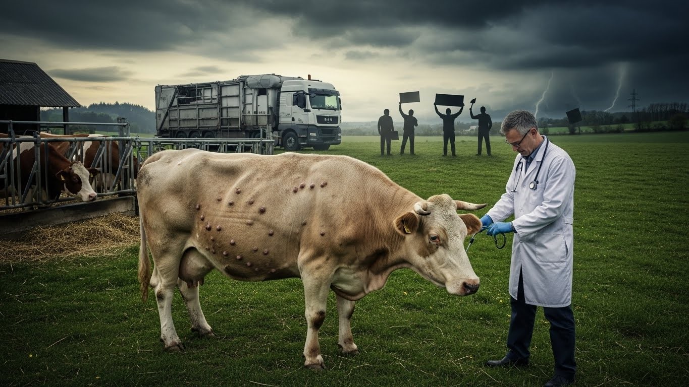 La dermatose nodulaire contagieuse frappe les élevages français. Abattage massif, menaces contre les vétérinaires, blocages routiers : décryptage d'une crise qui divise la France rurale.