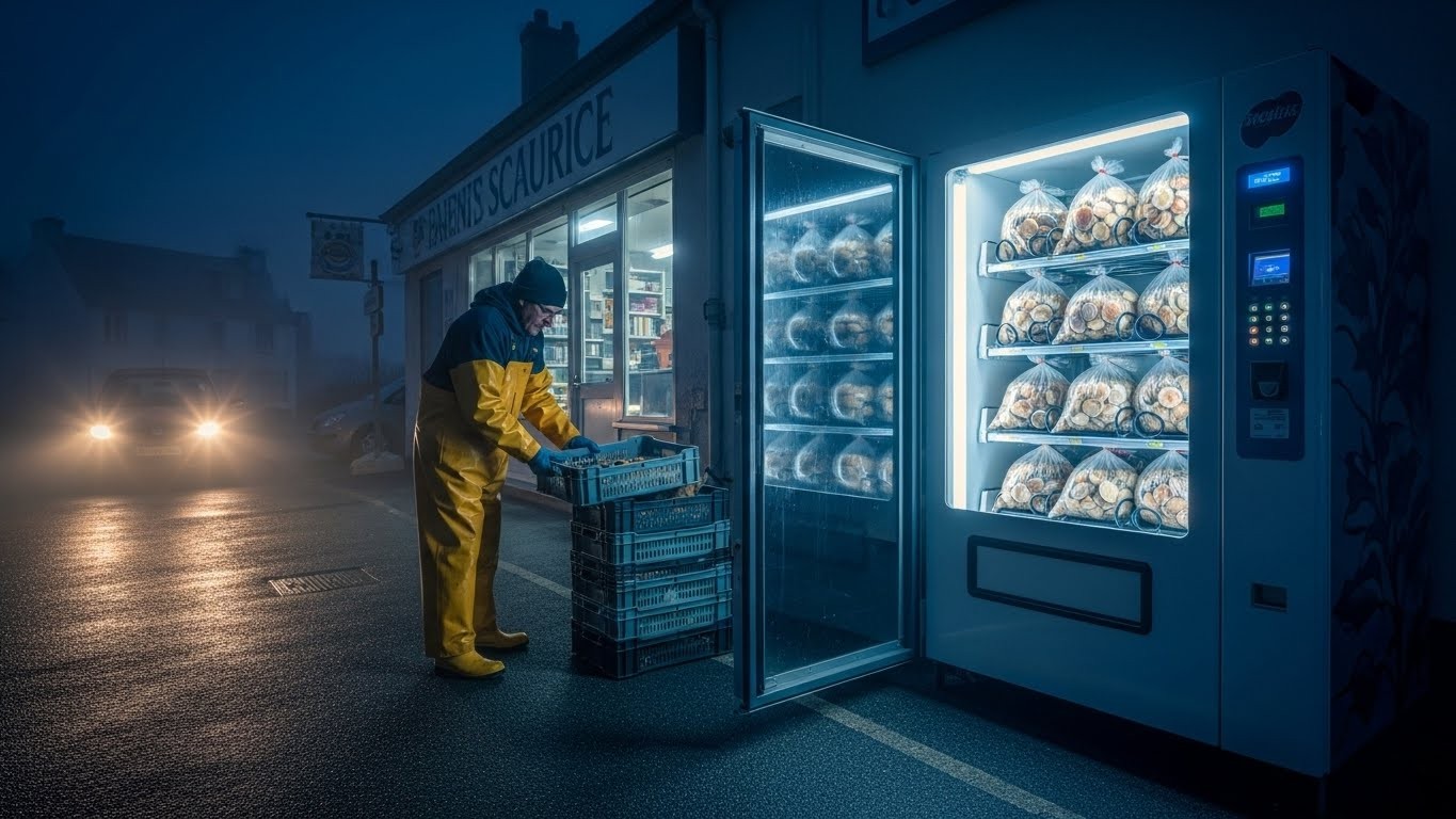 Découvrez le premier distributeur automatique de coquilles Saint-Jacques fraîches en Bretagne ! Vente directe, prix accessibles et succès fulgurant : la pêche bretonne se réinvente.