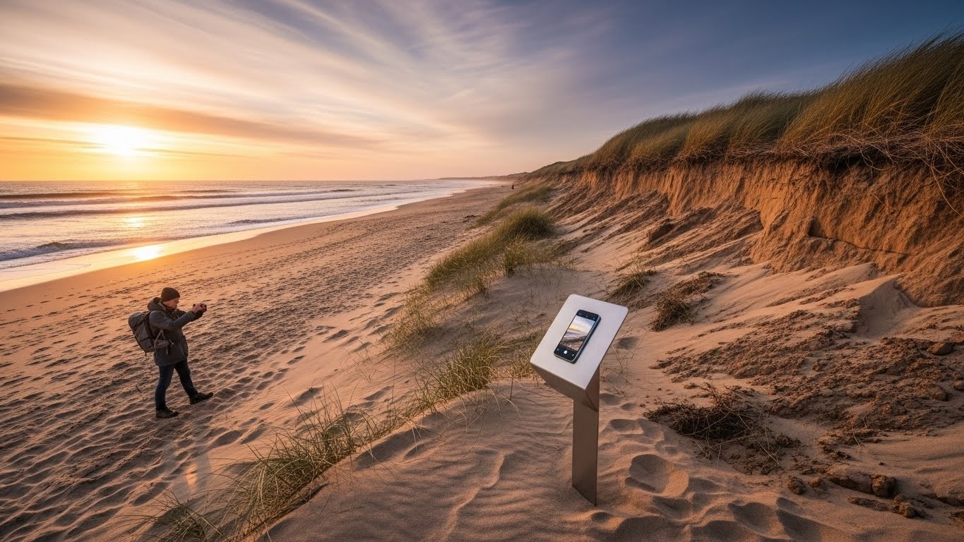 Découvrez CoastSnap, ces bornes géniales qui transforment vos selfies de plage en données scientifiques précieuses pour suivre l’érosion côtière en temps réel.