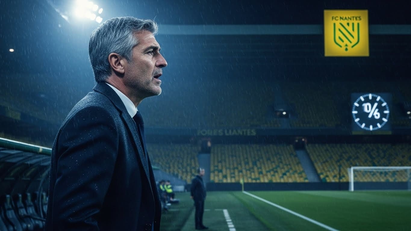 Le FC Nantes traverse une zone de turbulences inquiétante. Luis Castro, sous pression après la défaite à Lyon, a trois matchs décisifs pour sauver sa place. Analyse complète d’une situation explosive avant la trêve.