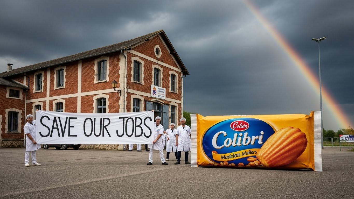 À Pons, les employés de la Maison Colibri, célèbre pour ses madeleines depuis 1896, se battent contre la fermeture de leur usine prévue fin 2026. Ils interpellent directement le milliardaire propriétaire.