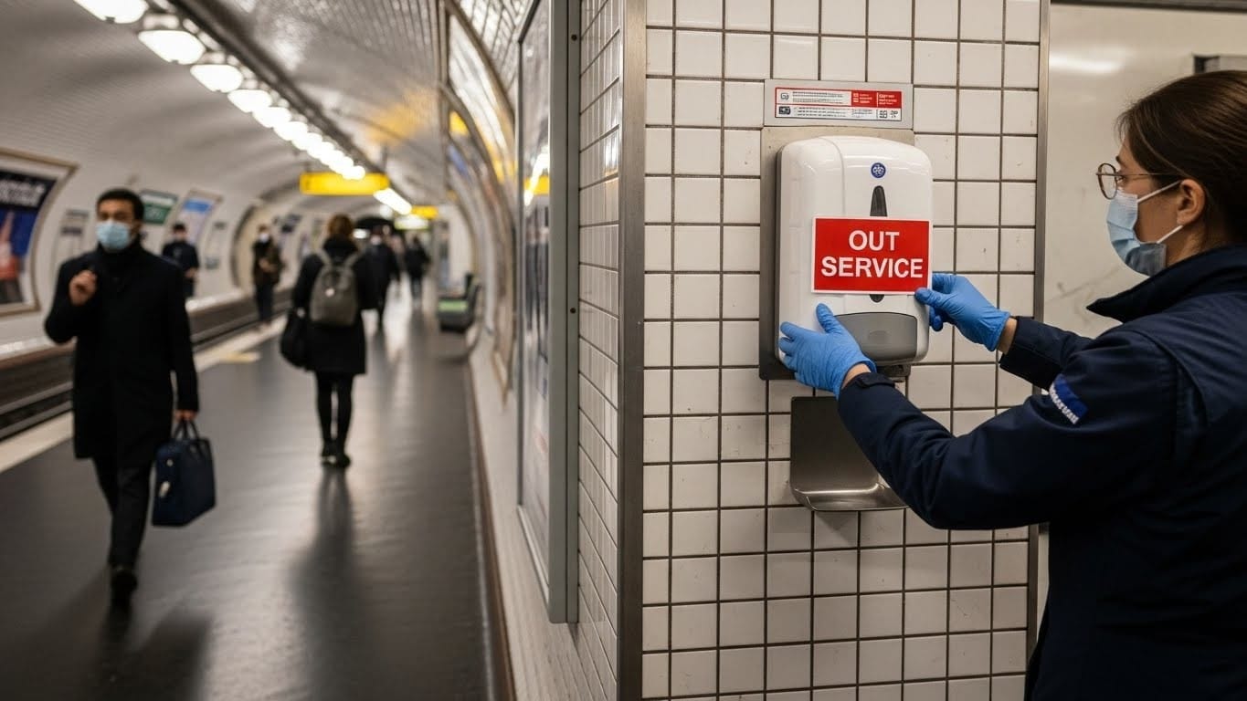 Découvrez pourquoi les bornes de gel hydroalcoolique disparaissent des métros, RER et bus en Île-de-France. Un retour à la normale post-Covid qui interroge nos habitudes quotidiennes.