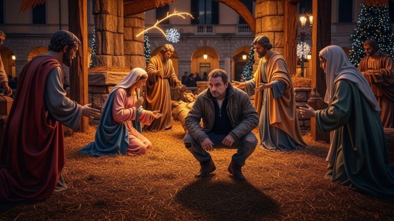 Fugitif Caché dans Crèche de Noël Géante en Italie