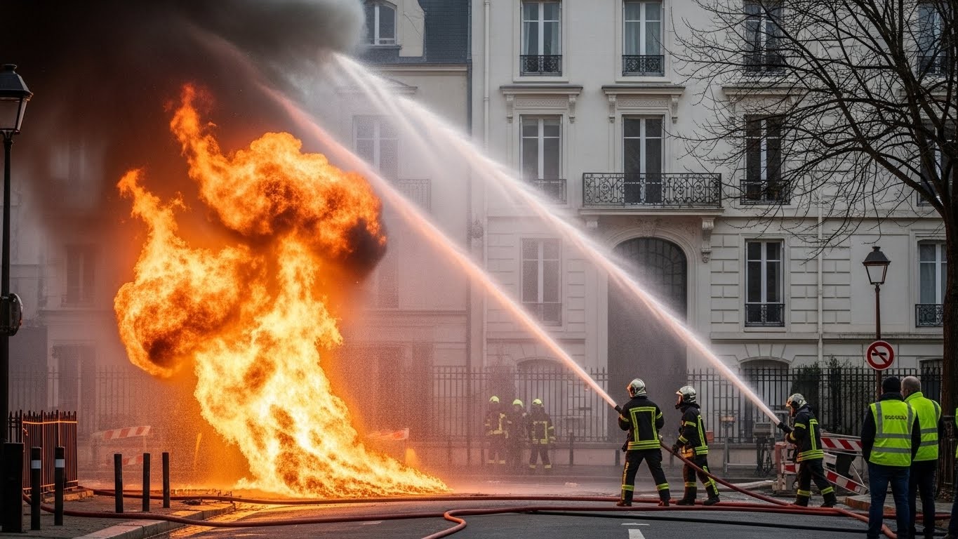 Une fuite de gaz enflammée menace des immeubles à Versailles ce mardi. Pompiers, rideau d’eau, ouvriers brûlés… Découvrez comment la catastrophe a été évitée de justesse et les leçons à en tirer.