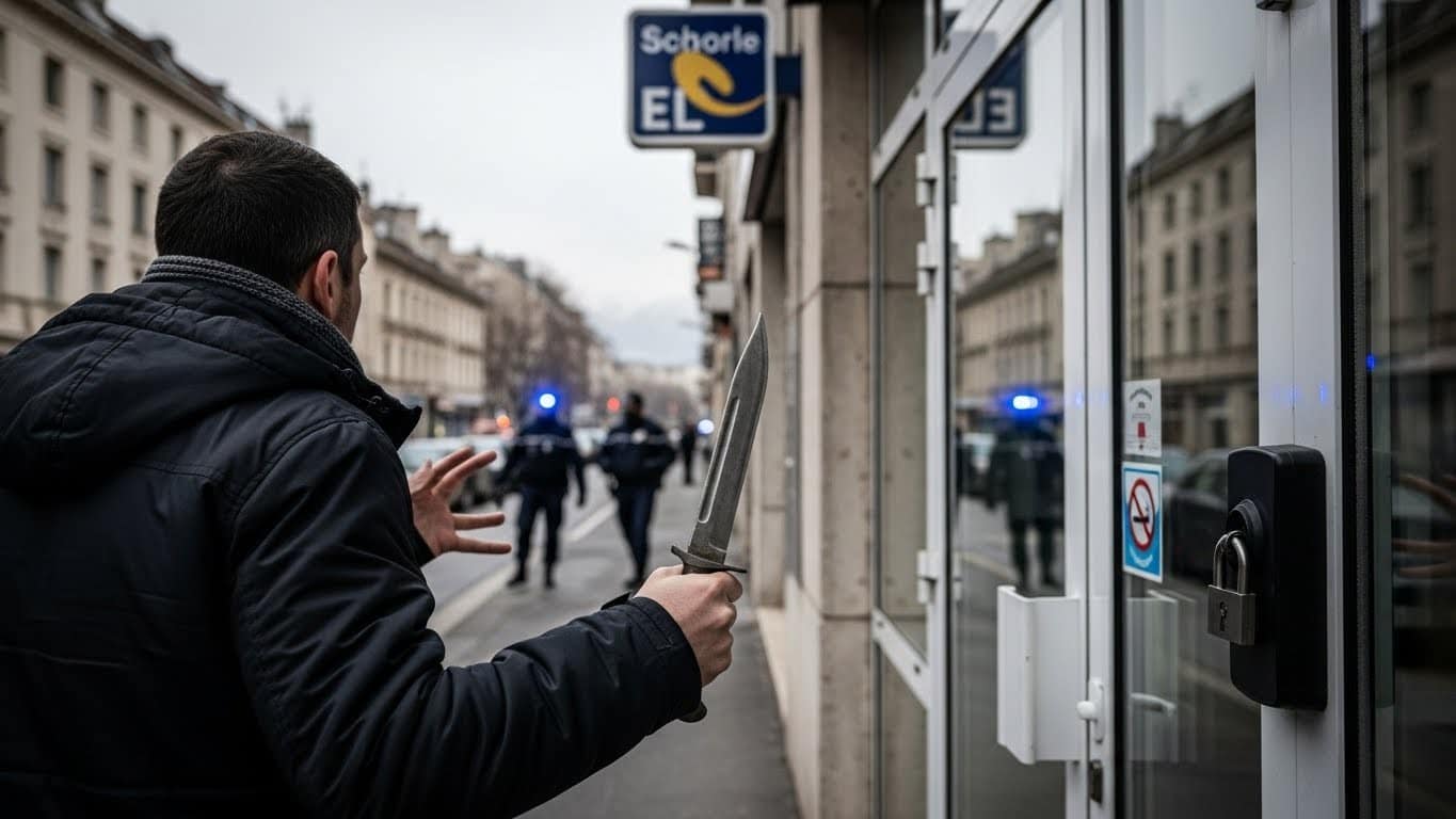Un homme de 34 ans menace le personnel d'une auto-école à Grenoble avec un couteau, fuit, attaque les policiers et finit blessé par balles avant d'être interné en psychiatrie. Décryptage complet d'un fait divers troublant.