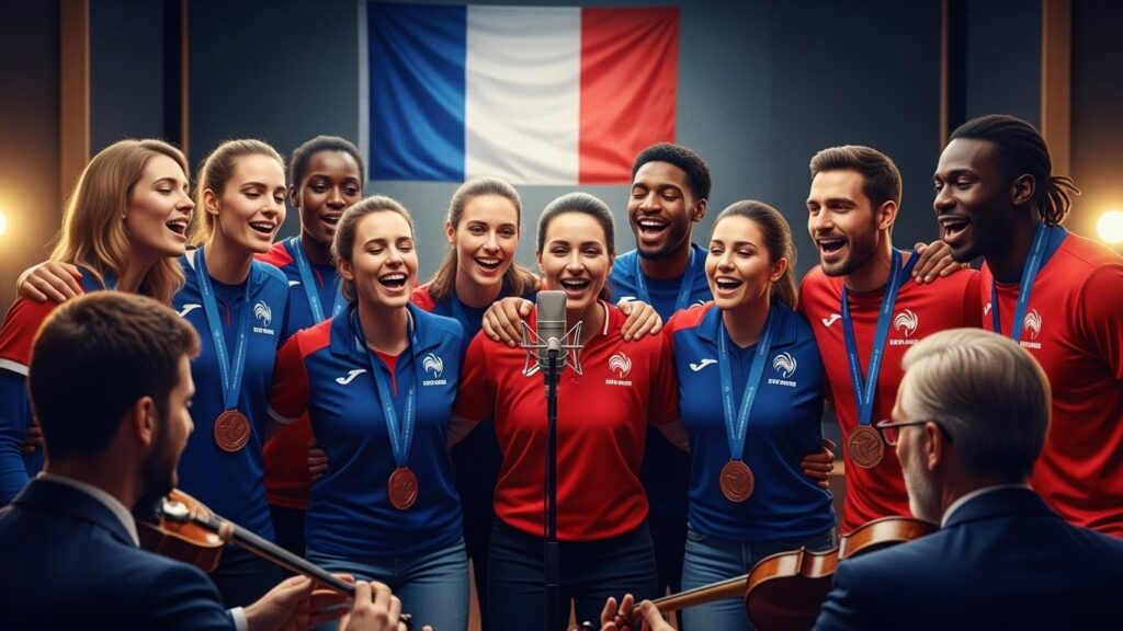 Handballeuses Françaises Chantent avec Boulevard des Airs
