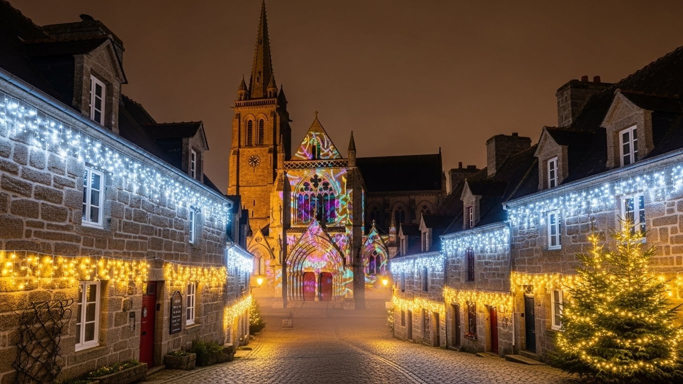 Découvrez les illuminations féeriques de Locronan, village préféré des Français en Bretagne. 10 km de guirlandes LED subliment les pierres médiévales dès ce 13 décembre, sans grande roue cette année. Un Noël authentique à ne pas manquer !