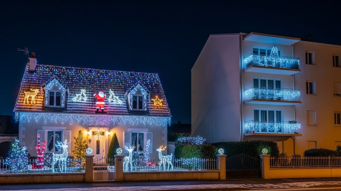 Décorer sa maison ou son balcon pour Noël, c’est magique… mais jusqu’où peut-on aller sans risquer une amende ? Toutes les règles à connaître selon votre logement.