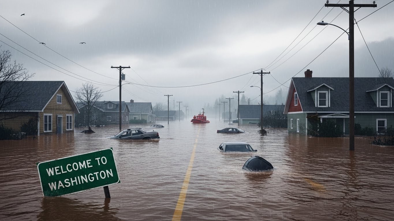 Des dizaines de milliers d’évacués, rivières atmosphériques déchaînées et des inondations historiques frappent Washington, Oregon et Colombie-Britannique. Le climat change, et ça se voit… Décryptage complet.