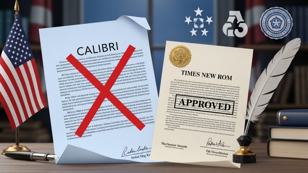 Interdiction de Calibri aux USA : Retour à Times New Roman