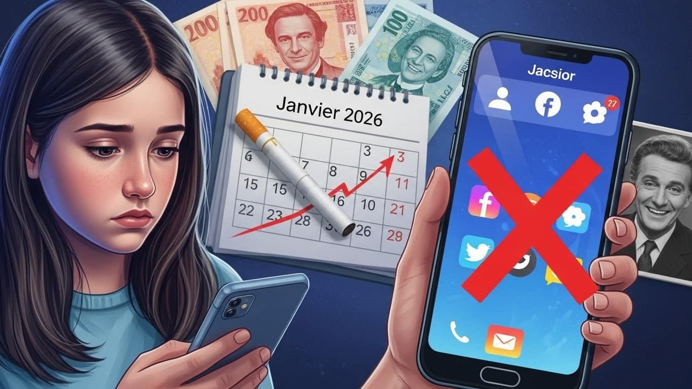 Découvrez l'interdiction des réseaux sociaux pour les moins de 15 ans dès 2026, le décès d'Évelyne Leclercq et tous les changements au 1er janvier. Un point complet sur l'actualité brûlante de ce 31 décembre.