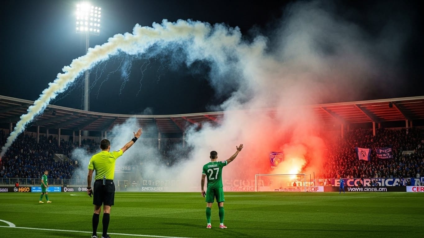 Découvrez l'affaire choc du match Bastia-Red Star arrêté après un fumigène sur Bradley Danger : l'auteur présumé en prison, procès imminent et sanctions à venir.