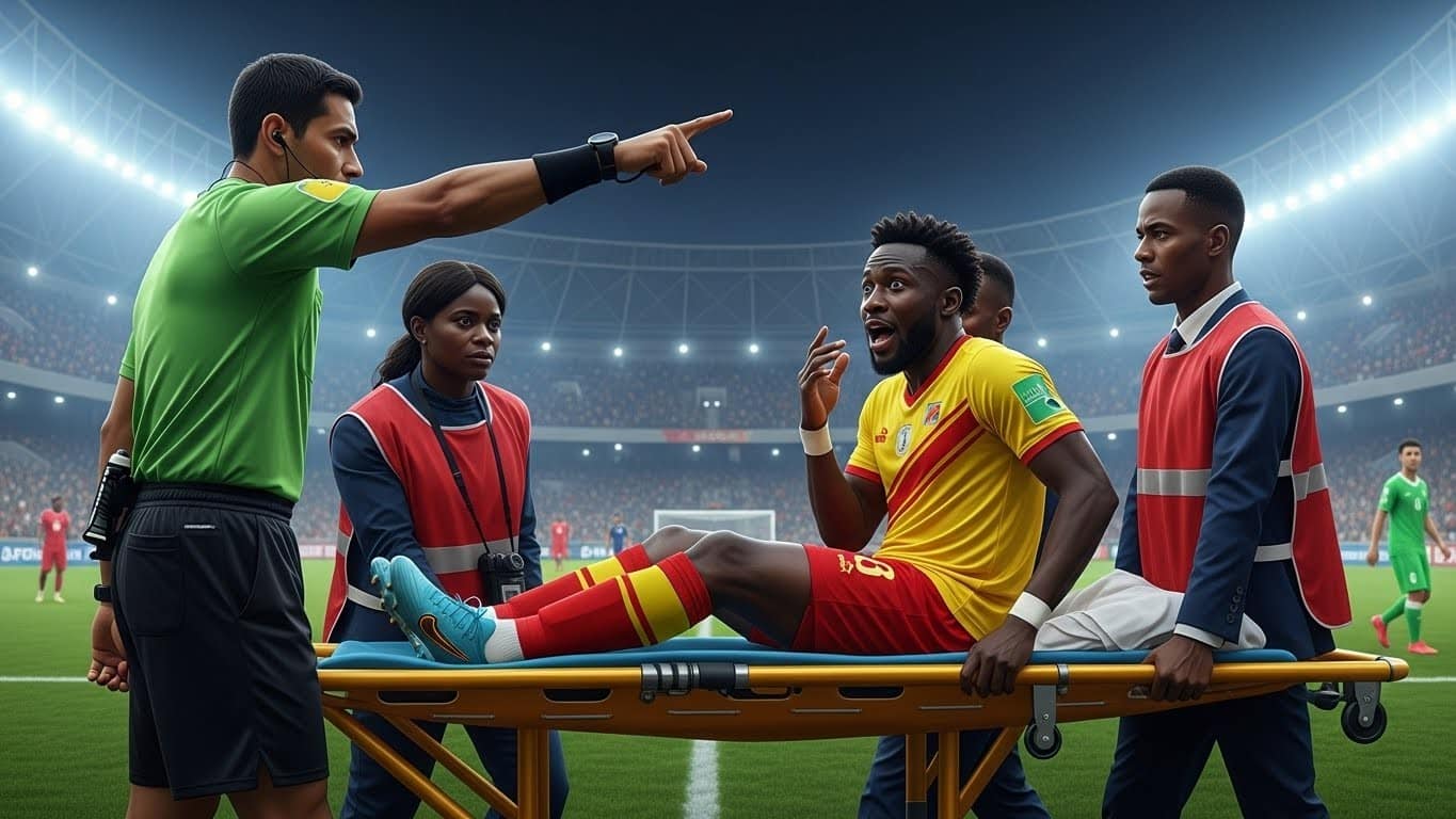 Découvrez l'incident insolite à la CAN 2025 : un joueur congolais forcé par l'arbitre à sortir sur civière pour une simple crampe, puis revenant en courant. Règles, explications et analyse complète.