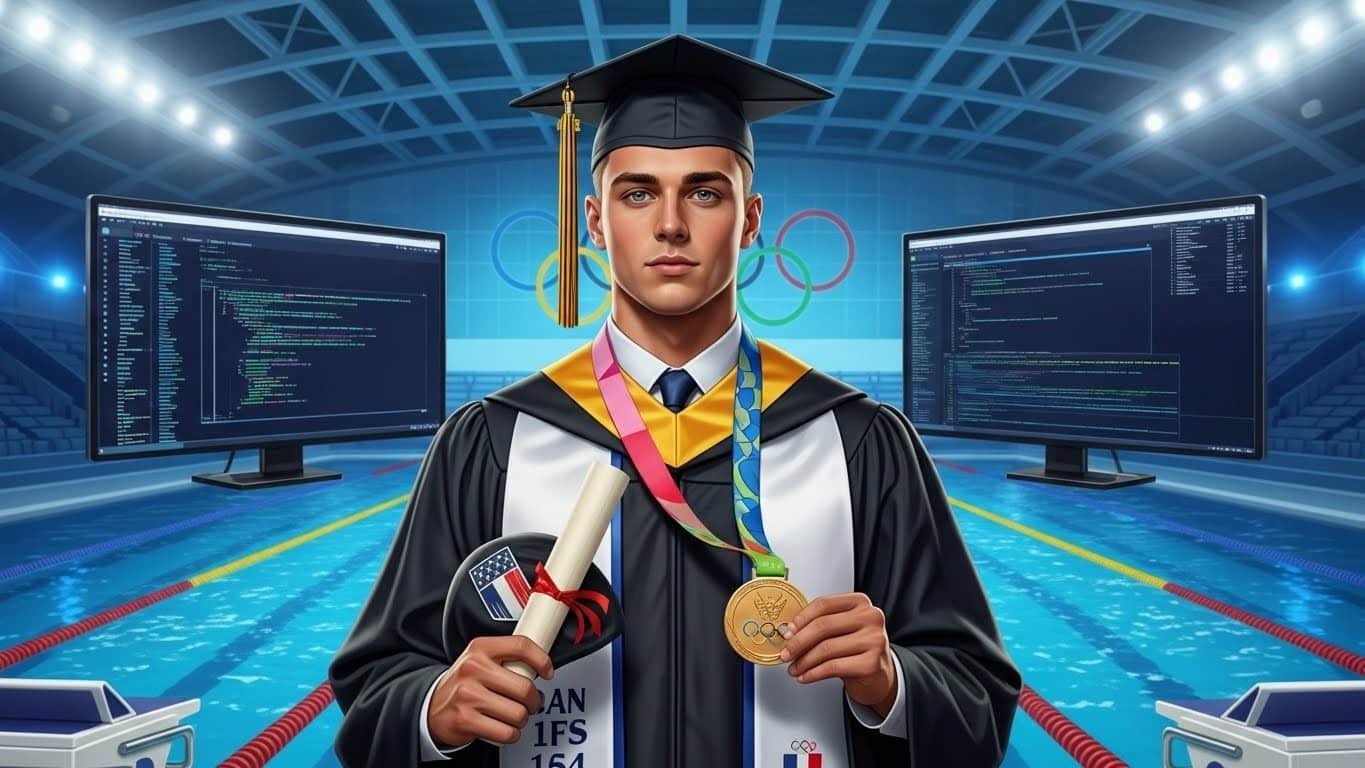 Découvrez comment Léon Marchand, quadruple champion olympique en natation, a obtenu son diplôme d'ingénieur logiciel aux États-Unis. Un exemple inspirant d'équilibre entre sport de haut niveau et études supérieures.