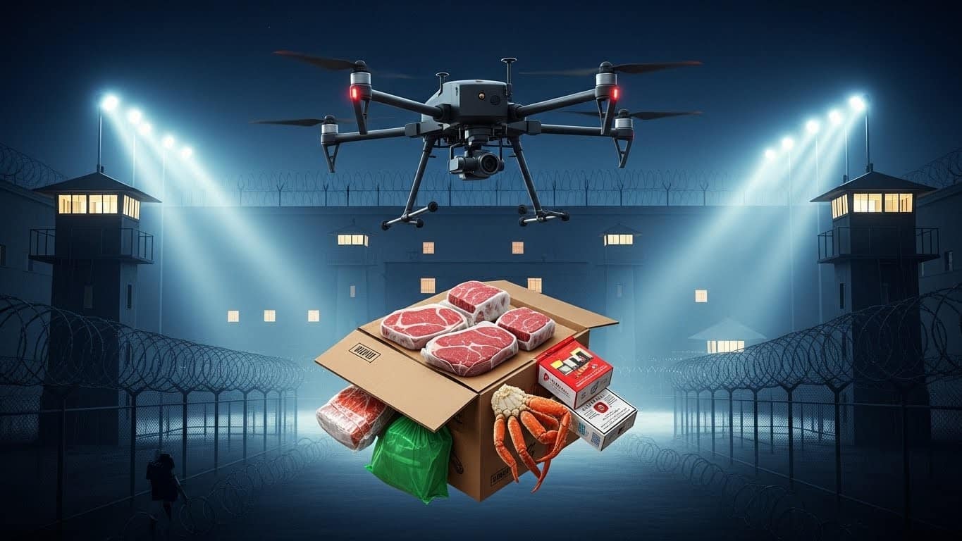 Un drone tente de livrer un festin de Noël (steaks, pattes de crabe, cannabis, cigarettes) dans une prison de haute sécurité aux États-Unis. L’histoire insolite qui fait le tour du web.