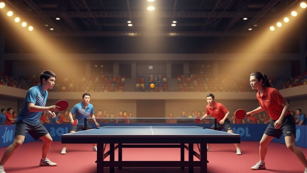 Macron Joue au Ping-Pong avec Félix Lebrun Face aux Chinois