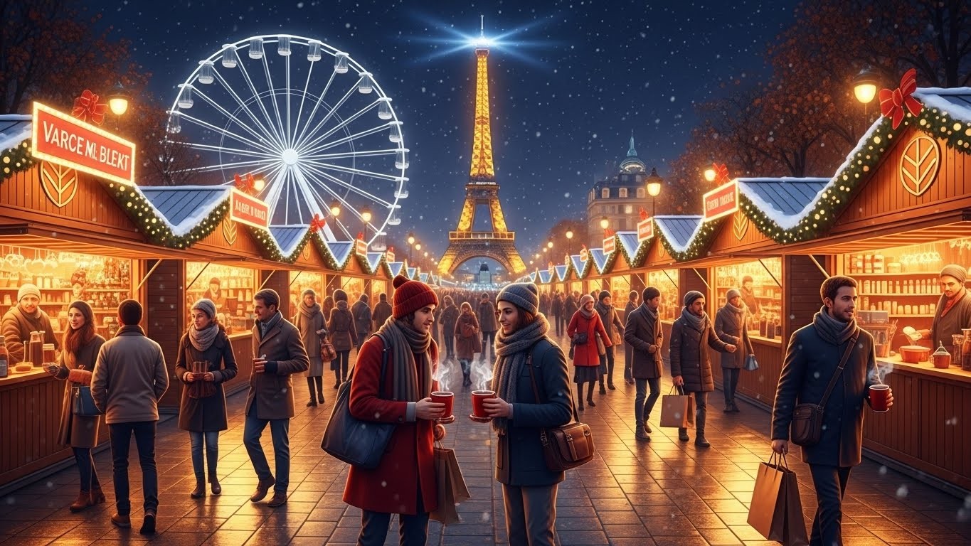 Découvrez les plus beaux marchés de Noël à Paris en 2025 : Tuileries, Défense, Tour Eiffel… Où trouver des cadeaux originaux, manger un bon vin chaud et vivre la magie des fêtes !