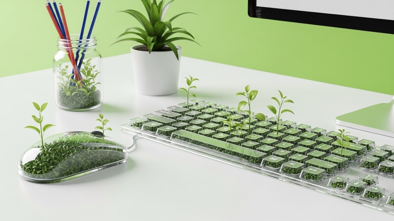 Claviers, souris et accessoires de bureau deviennent éco-responsables. Découvrez comment les entreprises réduisent leur empreinte carbone avec du plastique recyclé et une conception pensée pour durer. Une vraie révolution ?