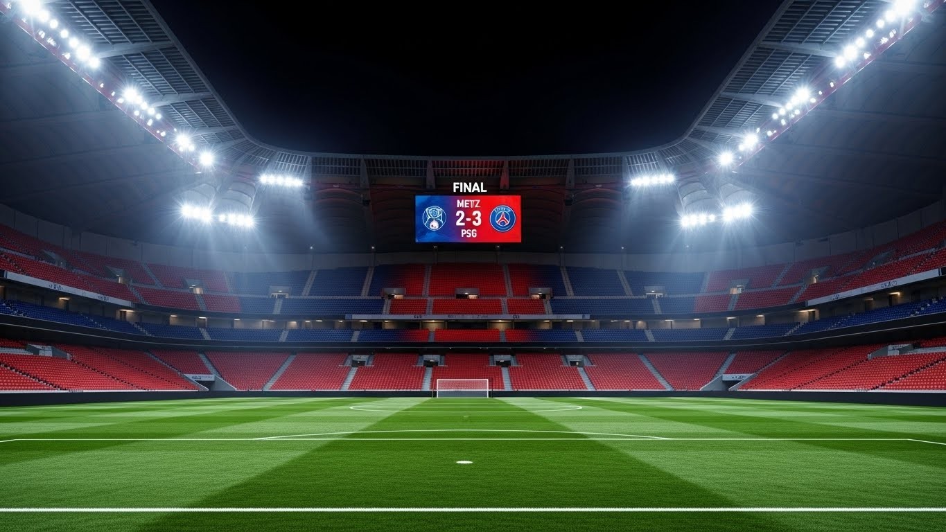 Découvrez les notes des joueurs du PSG après la victoire étriquée 3-2 à Metz. Mbaye et Ndjantou brillent, mais la défense inquiète. Analyse complète d'un match haletant en Ligue 1.