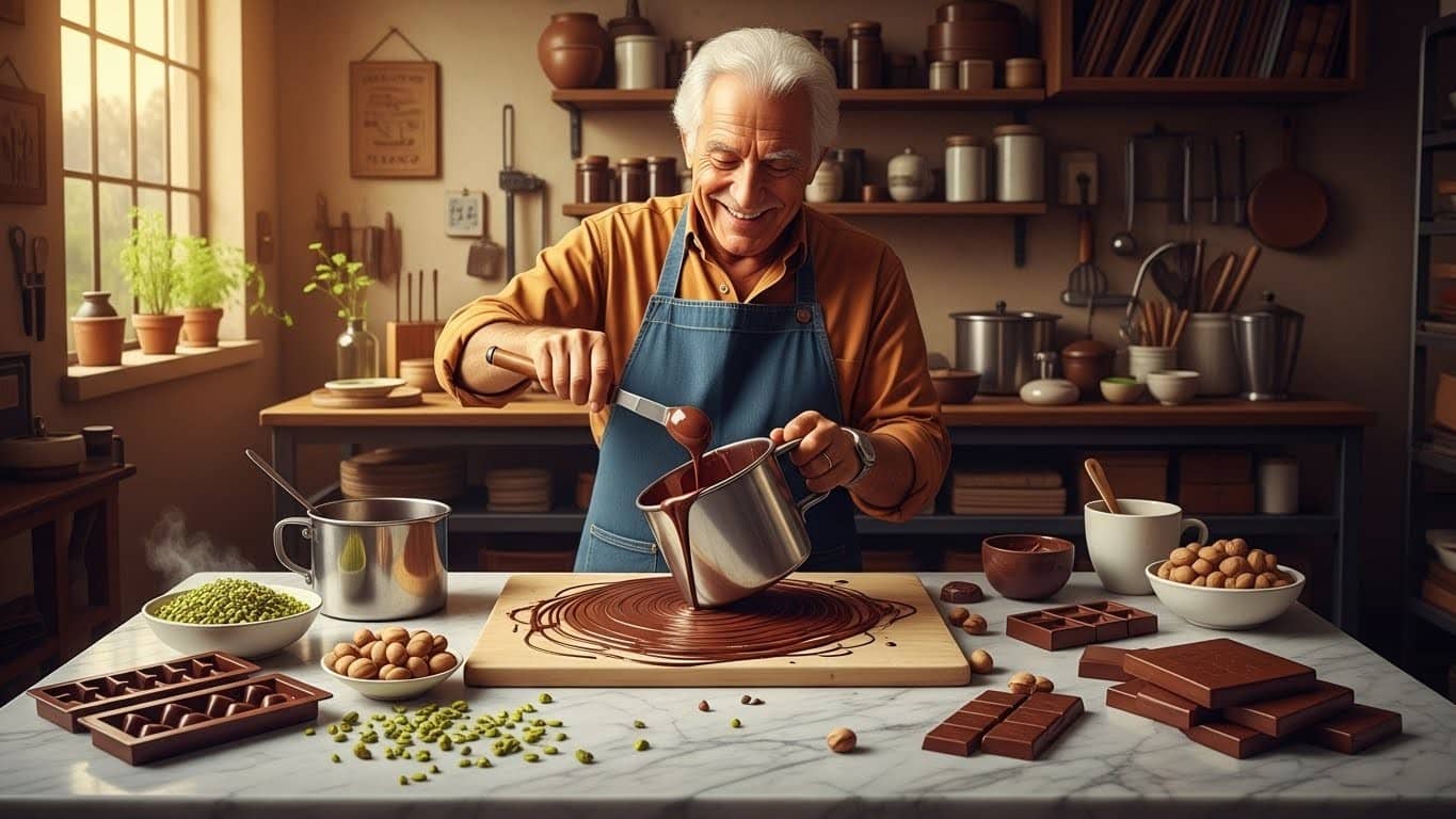 Découvrez Mickaël Azouz, maître chocolatier de 82 ans à Vesoul, qui transforme sa passion en créations uniques comme un chocolat aux pistaches de Sicile. Une histoire inspirante de famille et de dévouement.