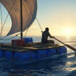 Migrant Sauvé sur Radeau de Fortune au Large de l'Espagne